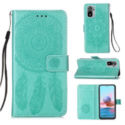 Embossing Dream Catcher Mandala Flower Leather Wallet Case for Xiaomi Redmi Note 10 4G / Redmi Note 10S - Green