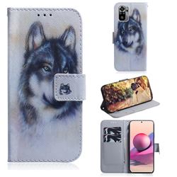 Snow Wolf PU Leather Wallet Case for Xiaomi Redmi Note 10 4G / Redmi Note 10S