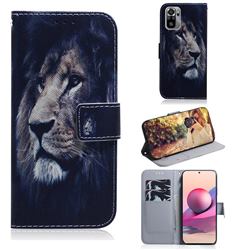 Lion Face PU Leather Wallet Case for Xiaomi Redmi Note 10 4G / Redmi Note 10S