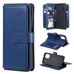Multi-function Ten Card Slots and Photo Frame PU Leather Wallet Phone Case Cover for Xiaomi Redmi Note 10 4G / Redmi Note 10S - Dark Blue