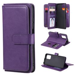 Multi-function Ten Card Slots and Photo Frame PU Leather Wallet Phone Case Cover for Xiaomi Redmi Note 10 4G / Redmi Note 10S - Violet