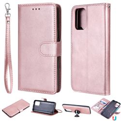 Retro Greek Detachable Magnetic PU Leather Wallet Phone Case for Xiaomi Redmi Note 10 4G / Redmi Note 10S - Rose Gold