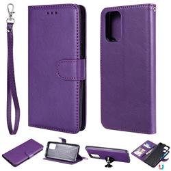 Retro Greek Detachable Magnetic PU Leather Wallet Phone Case for Xiaomi Redmi Note 10 4G / Redmi Note 10S - Purple