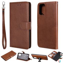 Retro Greek Detachable Magnetic PU Leather Wallet Phone Case for Xiaomi Redmi Note 10 4G / Redmi Note 10S - Brown