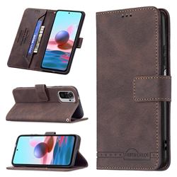 Binfen Color RFID Blocking Leather Wallet Case for Xiaomi Redmi Note 10 4G / Redmi Note 10S - Brown