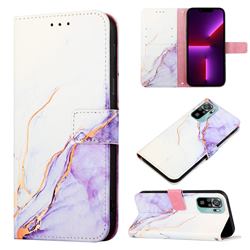 Purple White Marble Leather Wallet Protective Case for Xiaomi Redmi Note 10 4G / Redmi Note 10S