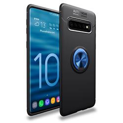 Auto Focus Invisible Ring Holder Soft Phone Case for Samsung Galaxy S10 (6.1 inch) - Black Blue
