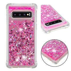 Dynamic Liquid Glitter Sand Quicksand TPU Case for Samsung Galaxy S10 (6.1 inch) - Pink Love Heart