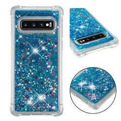 Dynamic Liquid Glitter Sand Quicksand TPU Case for Samsung Galaxy S10 (6.1 inch) - Blue Love Heart