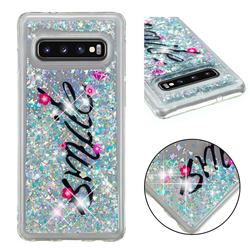Smile Flower Dynamic Liquid Glitter Quicksand Soft TPU Case for Samsung Galaxy S10 (6.1 inch)