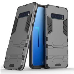 Armor Premium Tactical Grip Kickstand Shockproof Dual Layer Rugged Hard Cover for Samsung Galaxy S10 (6.1 inch) - Gray