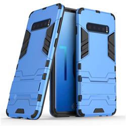 Armor Premium Tactical Grip Kickstand Shockproof Dual Layer Rugged Hard Cover for Samsung Galaxy S10 (6.1 inch) - Light Blue