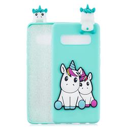 Couple Unicorn Soft 3D Climbing Doll Soft Case for Samsung Galaxy S10 (6.1 inch)