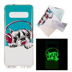 Headphone Puppy Noctilucent Soft TPU Back Cover for Samsung Galaxy S10 (6.1 inch)
