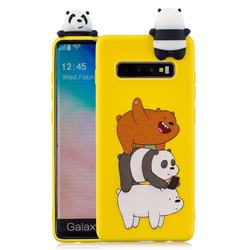 Striped Bear Soft 3D Climbing Doll Soft Case for Samsung Galaxy S10 (6.1 inch)