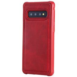 Luxury Shatter-resistant Leather Coated Phone Back Cover for Samsung Galaxy S10 (6.1 inch) - Red