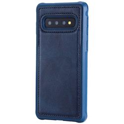 Luxury Shatter-resistant Leather Coated Phone Back Cover for Samsung Galaxy S10 (6.1 inch) - Blue