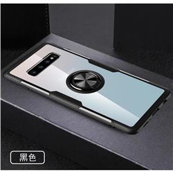 Acrylic Glass Carbon Invisible Ring Holder Phone Cover for Samsung Galaxy S10 (6.1 inch) - Black