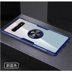 Acrylic Glass Carbon Invisible Ring Holder Phone Cover for Samsung Galaxy S10 (6.1 inch) - Azure