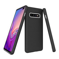 Triangle Texture Shockproof Hybrid Rugged Armor Defender Phone Case for Samsung Galaxy S10 (6.1 inch) - Black