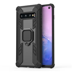 Predator Armor Metal Ring Grip Shockproof Dual Layer Rugged Hard Cover for Samsung Galaxy S10 (6.1 inch) - Black