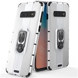 Alita Battle Angel Armor Metal Ring Grip Shockproof Dual Layer Rugged Hard Cover for Samsung Galaxy S10 (6.1 inch) - Silver