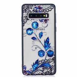 Butterfly Lace Diamond Flower Soft TPU Back Cover for Samsung Galaxy S10 (6.1 inch)