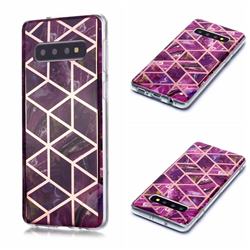 Purple Rhombus Galvanized Rose Gold Marble Phone Back Cover for Samsung Galaxy S10 (6.1 inch)