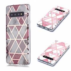 Pink Rhombus Galvanized Rose Gold Marble Phone Back Cover for Samsung Galaxy S10 (6.1 inch)