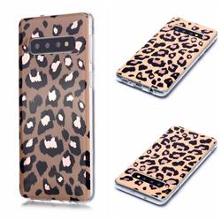 Leopard Galvanized Rose Gold Marble Phone Back Cover for Samsung Galaxy S10 (6.1 inch)
