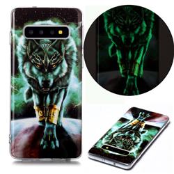 Wolf King Noctilucent Soft TPU Back Cover for Samsung Galaxy S10 (6.1 inch)