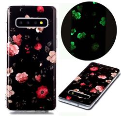 Rose Flower Noctilucent Soft TPU Back Cover for Samsung Galaxy S10 (6.1 inch)