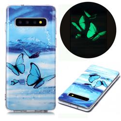 Flying Butterflies Noctilucent Soft TPU Back Cover for Samsung Galaxy S10 (6.1 inch)