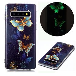 Golden Butterflies Noctilucent Soft TPU Back Cover for Samsung Galaxy S10 (6.1 inch)