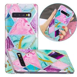 Triangular Marble Painted Galvanized Electroplating Soft Phone Case Cover for Samsung Galaxy S10 (6.1 inch)