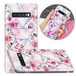 Rose Flower Painted Galvanized Electroplating Soft Phone Case Cover for Samsung Galaxy S10 (6.1 inch)