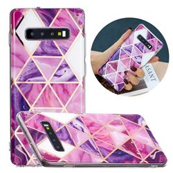 Purple Dream Triangle Painted Marble Electroplating Protective Case for Samsung Galaxy S10 (6.1 inch)