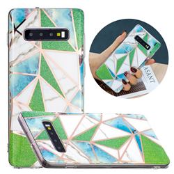 Green Triangle Painted Marble Electroplating Protective Case for Samsung Galaxy S10 (6.1 inch)