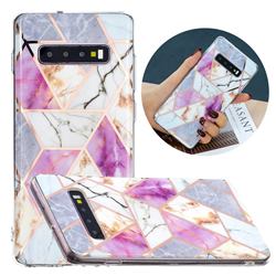 Purple and White Painted Marble Electroplating Protective Case for Samsung Galaxy S10 (6.1 inch)