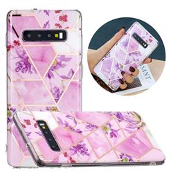 Purple Flower Painted Marble Electroplating Protective Case for Samsung Galaxy S10 (6.1 inch)