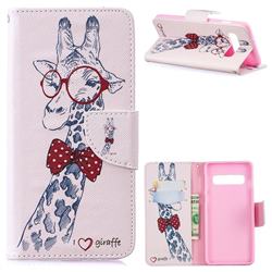 Glasses Giraffe Leather Wallet Case for Samsung Galaxy S10 (6.1 inch)
