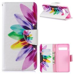 Seven-color Flowers Leather Wallet Case for Samsung Galaxy S10 (6.1 inch)