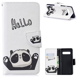 Hello Panda Leather Wallet Case for Samsung Galaxy S10 (6.1 inch)