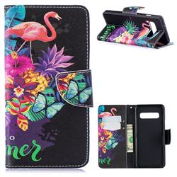Flowers Flamingos Leather Wallet Case for Samsung Galaxy S10 (6.1 inch)