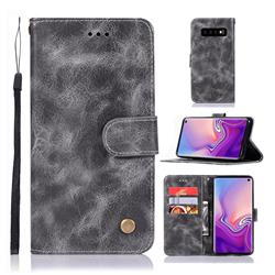 Luxury Retro Leather Wallet Case for Samsung Galaxy S10 (6.1 inch) - Gray