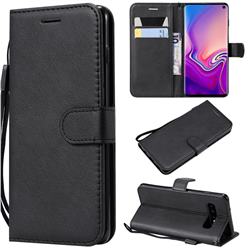 Retro Greek Classic Smooth PU Leather Wallet Phone Case for Samsung Galaxy S10 (6.1 inch) - Black