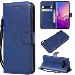 Retro Greek Classic Smooth PU Leather Wallet Phone Case for Samsung Galaxy S10 (6.1 inch) - Blue