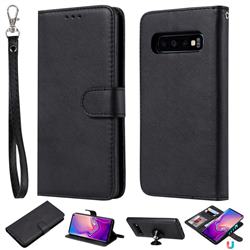Retro Greek Detachable Magnetic PU Leather Wallet Phone Case for Samsung Galaxy S10 (6.1 inch) - Black