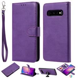 Retro Greek Detachable Magnetic PU Leather Wallet Phone Case for Samsung Galaxy S10 (6.1 inch) - Purple