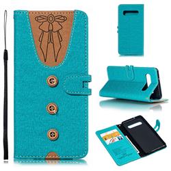 Ladies Bow Clothes Pattern Leather Wallet Phone Case for Samsung Galaxy S10 (6.1 inch) - Green
